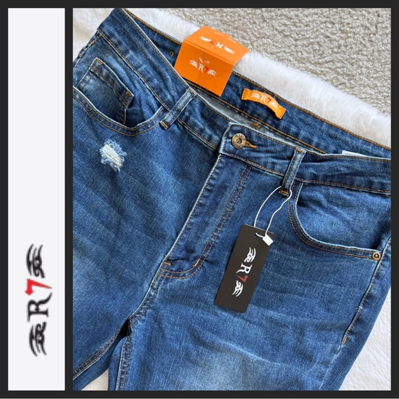 NWT R7 High Rise Distressed Bootcut Jeans - Picture 6 of 9